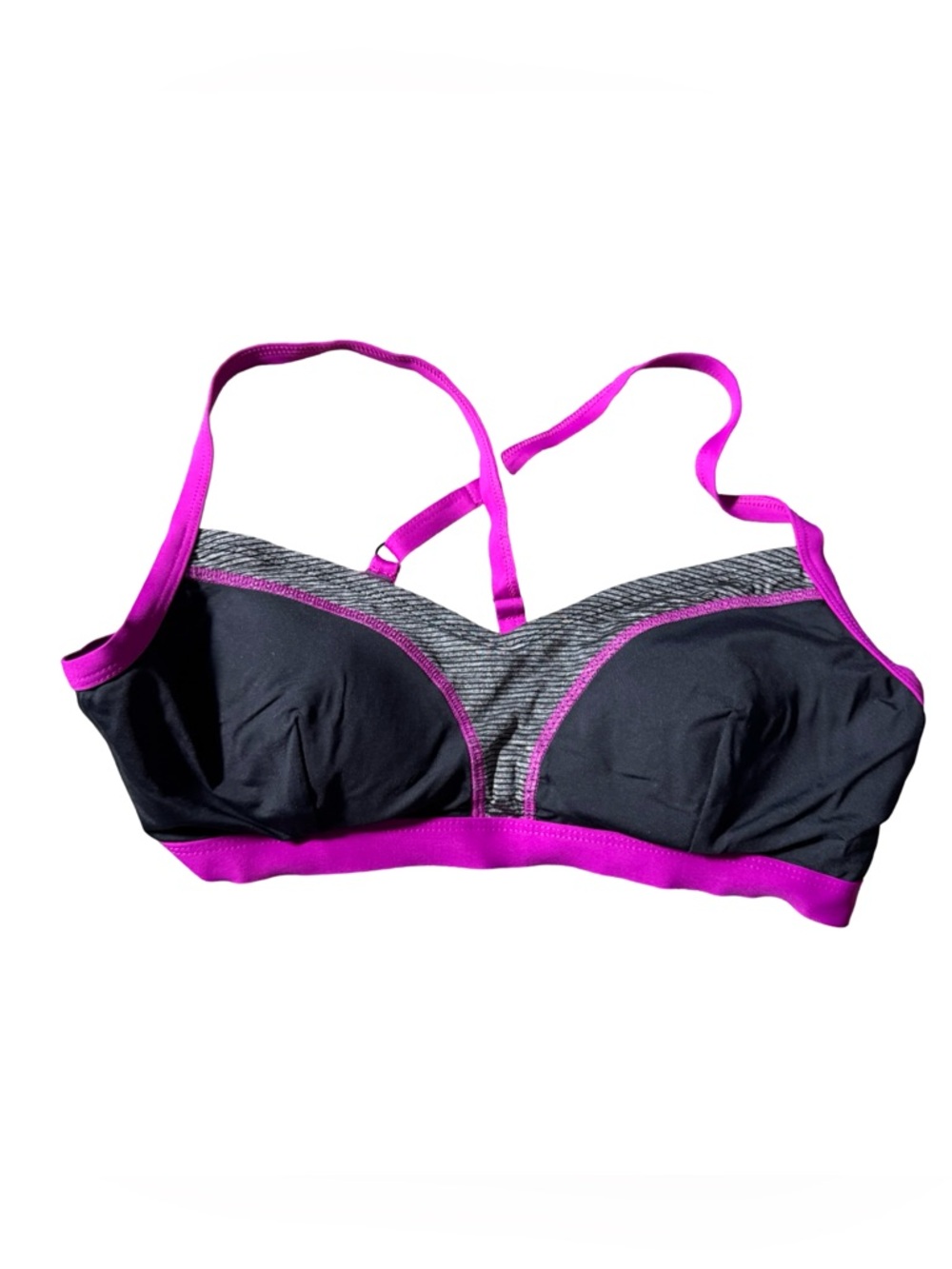 Athletic Works Women’s Black Purple Sport Bikini Swim Top Racerback